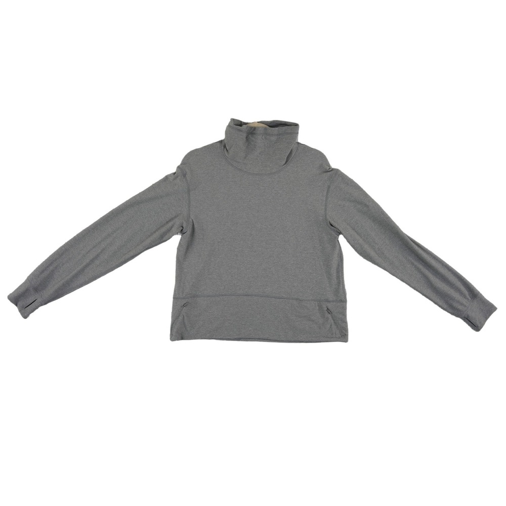 Lululemon Cowl Neck Pullover Top Women's Size 8 Grey Funnel Neck Thumbhole